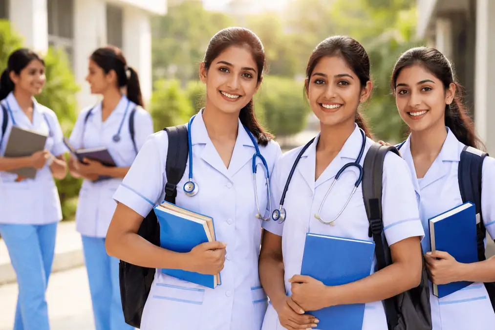 Indian nursing students in uniform – BSc Nursing admission in India