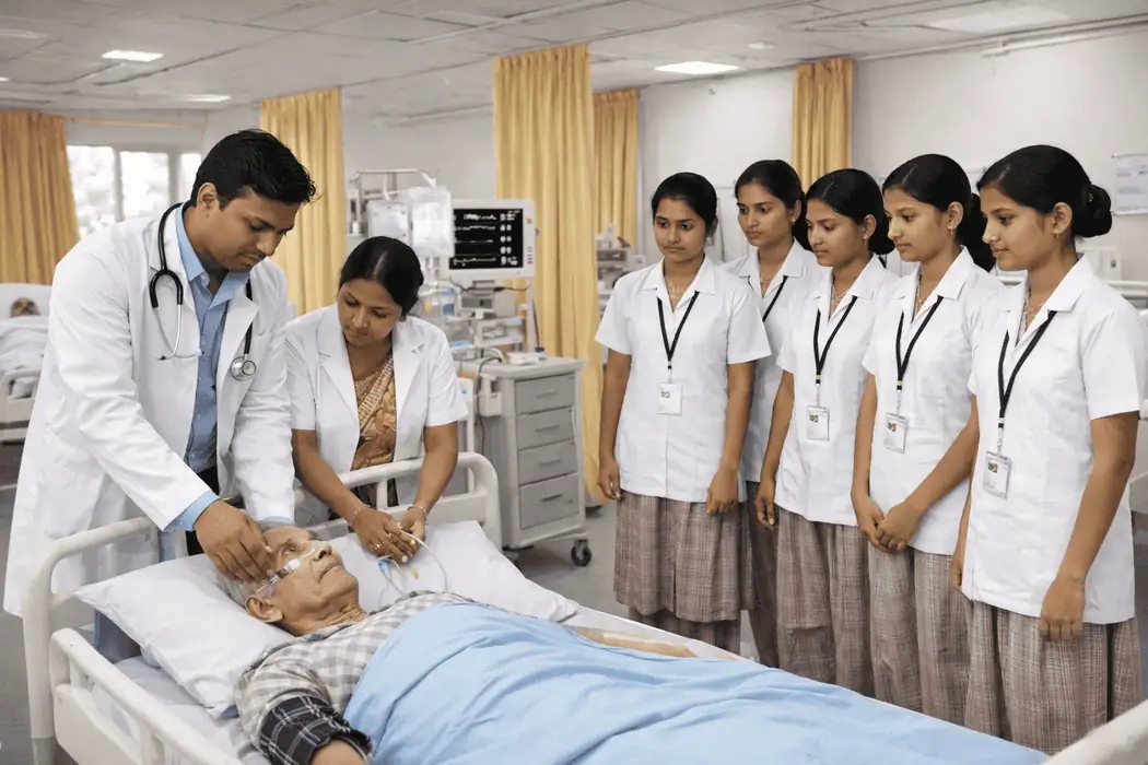 BSc nursing students receiving hospital clinical training under doctor and senior nurse supervision