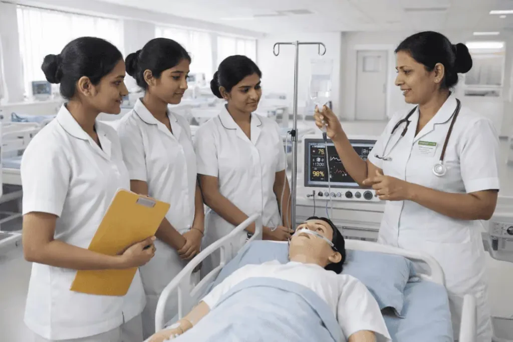 Clinical training and practical exposure for nursing students in hospital ward Chandana College of Nursing Suryapet Telangana India