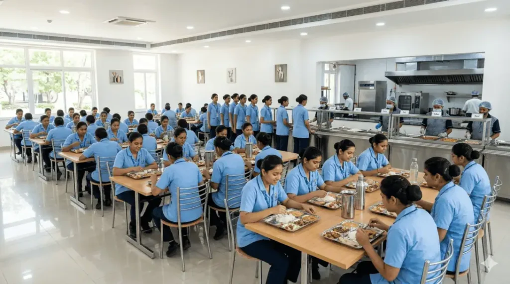 Hygienic hostel mess and dining facility for nursing students at Chandana College of Nursing Suryapet Telangana India